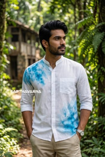 Mammootty-Inspired Hand-Painted Linen Cotton Shirt