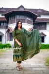 Jaipur Cotton Green Angrakha Anarkali Kurti Set (With Bottom & Dupatta)
