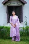 Lavender Bloom Cotton Kurti Set