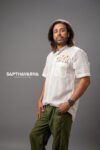 Premium Hand Embroidered White Khadi Shirt