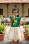 HandPainted Kids Kerala Outfit with sunflower art