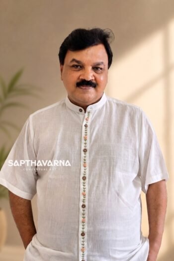 Hand Embroidered Bullion Rose Khadi Shirt for Men