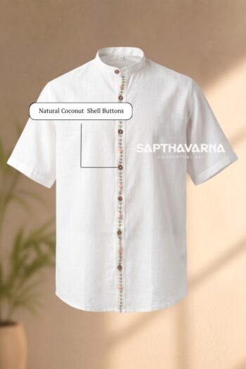 Hand Embroidered Bullion Rose Khadi Shirt for Men